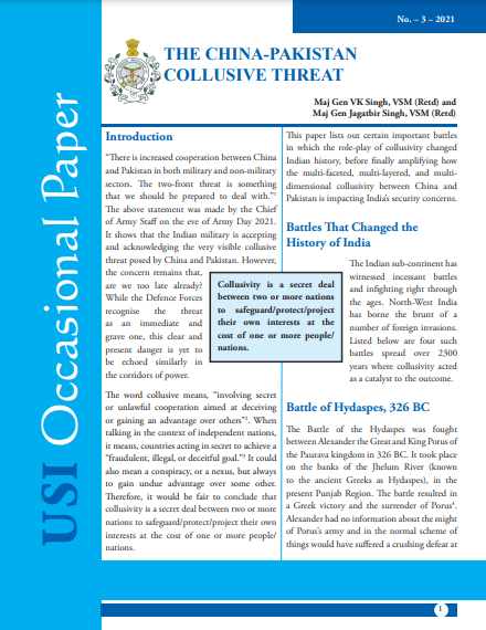 The China-Pakistan Collusive Threat Vol No.3  2021